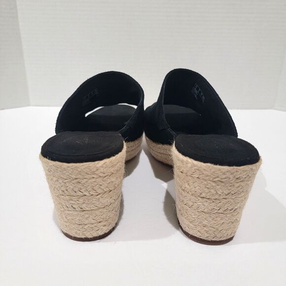Clarks Maritsa Espadrille Sandals Womens Size 9 Black Suede Slip On Pumps Heels - Picture 6 of 12